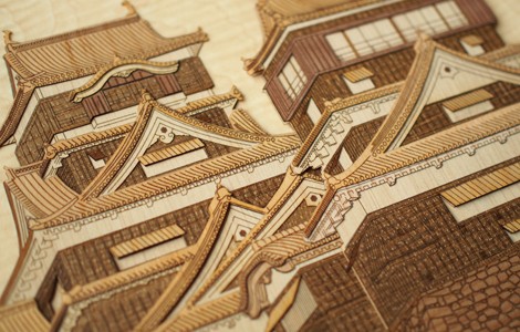 熊本城の木はり絵