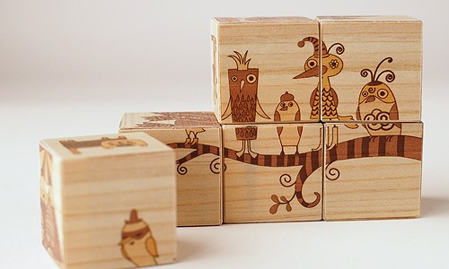 木はり絵六面体パズル（ファイブファニーバード）