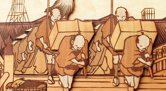 木はり絵「日本橋朝之景」