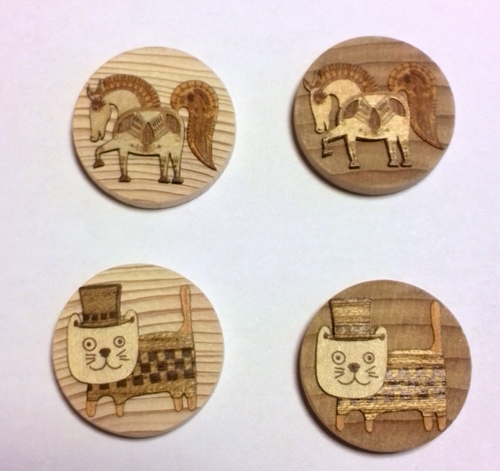 木はり絵ブローチ_カツラ